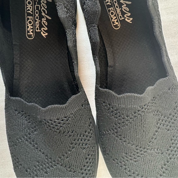 Skechers Black Knit Scallop Loafer Summer Flat Slip-On Flats Woven Office 0038* - Picture 11 of 13
